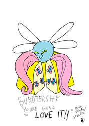 Size: 1489x2098 | Tagged: safe, artist:battybuddy, fluttershy, parasprite, g4, bundt, pun