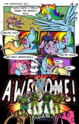 Size: 800x1257 | Tagged: safe, artist:zakniteh, applejack, fluttershy, pinkie pie, rainbow dash, rarity, twilight sparkle, g4, comic, crossover, teenage mutant ninja turtles