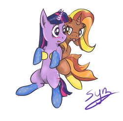 Size: 945x933 | Tagged: safe, artist:danis2005, twilight sparkle, oc, oc:butterscotch sundae, g4, canon x oc