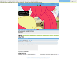 Size: 1920x1480 | Tagged: safe, apple bloom, derpibooru, g4, new interface, new layout, pov, test