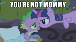 Size: 625x351 | Tagged: safe, edit, edited screencap, screencap, spike, twilight sparkle, g4, winter wrap up, caption, duo, image macro