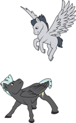 Size: 1007x1638 | Tagged: safe, artist:philosophypony, rumble, thunderlane, pegasus, pony, g4, brothers, colt, flying, male, siblings, simple background, stallion, transparent background