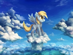 Size: 1200x900 | Tagged: safe, artist:vapgames, derpy hooves, pegasus, pony, g4, cloud, cloudy, female, mare, on a cloud, solo