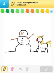 Size: 768x1024 | Tagged: safe, artist:drawsomeponies, applejack, g4, apple, draw something, snowman