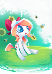 Size: 600x848 | Tagged: safe, artist:sambragg, oc, oc only, bee, pony, solo