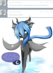 Size: 623x856 | Tagged: dead source, safe, artist:asklittlelostchangeling, oc, oc only, oc:chatai, changeling, changeling queen, ask, blue changeling, changeling oc, changeling queen oc, female, mistress, tumblr