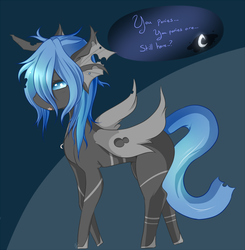 Size: 900x919 | Tagged: dead source, safe, artist:asklittlelostchangeling, oc, oc only, oc:chatai, changeling, changeling queen, blue changeling, changeling oc, changeling queen oc, female