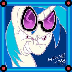 Size: 500x500 | Tagged: dead source, safe, artist:gamebuddy123, dj pon-3, vinyl scratch, g4, bust, portrait