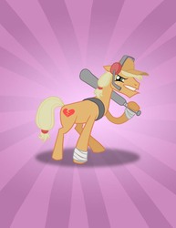 Size: 850x1100 | Tagged: safe, artist:cakensmoosher, applejack, earth pony, pony, g4, alternate design, applejack (male), baseball bat, crossover, rule 63, scout (tf2), solo, team fortress 2