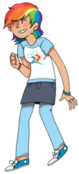 Size: 699x1537 | Tagged: safe, artist:nyan-cow, rainbow dash, human, g4, clothes, female, humanized, simple background, solo, transparent background