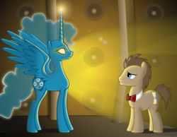 Size: 900x697 | Tagged: safe, artist:chriss88, doctor whooves, time turner, earth pony, pony, g4, crossover, duo, idris, male, ponified, stallion, tardis, tardis console room, tardis control room, the doctor