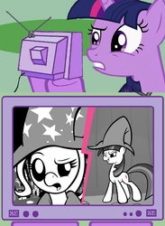 Size: 563x771 | Tagged: safe, artist:bronycurious, trixie, twilight sparkle, pony, comic:recovery, g4, exploitable meme, female, mare, meme, preview, role reversal, tv meme