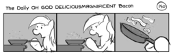 Size: 1280x404 | Tagged: safe, artist:tetrapony, derpy hooves, pegasus, pony, comic:the daily derp, g4, bacon, comic, female, mare, ponies eating meat, the daily oh god deliciousmagnificent bacon