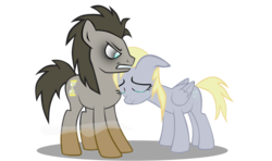 Size: 900x534 | Tagged: safe, artist:chriss88, derpy hooves, doctor whooves, time turner, earth pony, pegasus, pony, ask discorded whooves, g4, crying, discord whooves, female, mare, simple background, this will end in pain, this will end in tears, transparent background