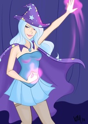 Size: 900x1273 | Tagged: safe, artist:emberfan11, trixie, human, g4, clothes, humanized, magic, socks, solo, thigh highs