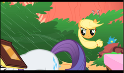 Size: 1061x631 | Tagged: safe, screencap, applejack, rarity, g4, look before you sleep, dat ass, golden oaks library, out of context