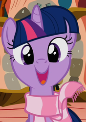 Size: 506x720 | Tagged: safe, twilight sparkle, g4, clothes, cute, happy, scarf, smiling