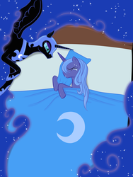 Size: 1158x1536 | Tagged: safe, artist:pustulioooooo, artist:thewolfheart89, nightmare moon, princess luna, g4, nightmare, s1 luna, sleeping, vector