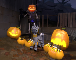 Size: 968x768 | Tagged: safe, zecora, zebra, g4, 3d, gmod, halloween, holiday, jack-o-lantern, pumpkin