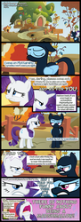 Size: 1500x4129 | Tagged: safe, artist:foxy-noxy, fluttershy, rainbow dash, rarity, pegasus, pony, unicorn, g4, comic, costume, female, mare, marshmallow, nightmare noon, ninja, rarity is a marshmallow