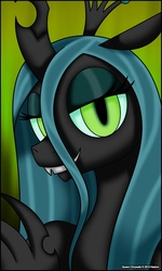 Size: 538x897 | Tagged: safe, artist:verona, queen chrysalis, changeling, changeling queen, g4, bedroom eyes, female, smiling, solo