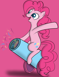 Size: 600x776 | Tagged: safe, artist:pustulioooooo, pinkie pie, earth pony, pony, g4, female, party cannon, solo