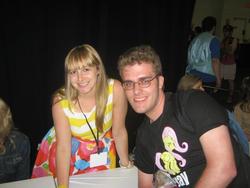 Size: 960x720 | Tagged: safe, fluttershy, human, bronycon, bronycon 2012, g4, andrea libman, glasses, irl, photo, voice actor