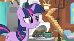 Size: 856x478 | Tagged: safe, screencap, twilight sparkle, dragon quest, g4, my little pony: friendship is magic, youtube caption