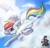 Size: 800x772 | Tagged: safe, artist:chubby-kirin, rainbow dash, pegasus, pony, g4, cloud, cloudy, female, flying, mare, sky, smiling, smirk, solo, trail, wings