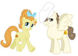 Size: 6797x4951 | Tagged: dead source, safe, artist:multiversecafe, pound cake, pumpkin cake, pegasus, pony, unicorn, g4, absurd resolution, adult, bow, brother and sister, colt, female, filly, hair bow, hat, male, older, older pound cake, older pumpkin cake, simple background, toque, transparent background