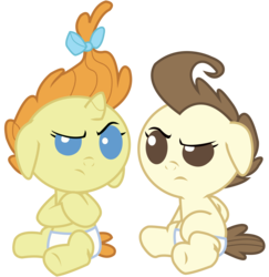 Size: 4610x4750 | Tagged: safe, artist:bigccv, pound cake, pumpkin cake, pony, baby cakes, g4, my little pony: friendship is magic, absurd resolution, baby, baby pony, diaper, diapered, diapered colt, diapered filly, diapered foals, one month old colt, one month old filly, one month old foals, simple background, transparent background, white diapers