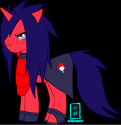 Size: 599x620 | Tagged: safe, artist:casualmisfit, black background, naruto, ponified, simple background, solo, uchiha madara