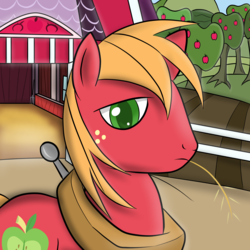 Size: 4000x4000 | Tagged: safe, artist:pustulioooooo, big macintosh, earth pony, pony, g4, absurd resolution, barn, male, solo, stallion, sweet apple acres