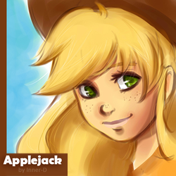 Size: 531x531 | Tagged: safe, artist:innerd, applejack, human, g4, humanized