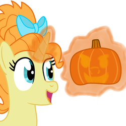 Size: 500x500 | Tagged: artist needed, safe, pumpkin cake, g4, halloween, holiday, jack-o-lantern, pumpkin