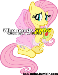 Size: 745x960 | Tagged: safe, artist:are-you-jealous, artist:tygerbug, fluttershy, g4, clothes, drink, gangsta, hoodie, hug life, juice, juice box, swag