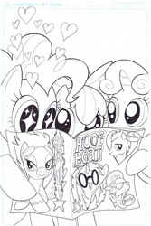 Size: 535x800 | Tagged: safe, artist:amy mebberson, idw, official comic, apple bloom, pinkie pie, sweetie belle, earth pony, pony, g4, official, comic, cover, idw advertisement, lineart, original artwork