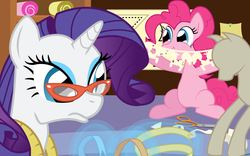 Size: 1024x640 | Tagged: safe, artist:kittyhawk-contrail, pinkie pie, rarity, g4, glasses, vector