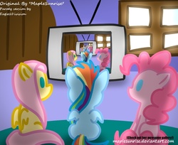 Size: 900x736 | Tagged: safe, artist:maplesunrise, fluttershy, pinkie pie, rainbow dash, g4, droste effect, recursion