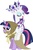 Size: 3801x5694 | Tagged: safe, artist:scrimpeh, clover the clever, princess platinum, rarity, twilight sparkle, pony, unicorn, g4, bridle, crown, duo, eyes closed, jewelry, ponies riding ponies, regalia, riding, unicorn twilight