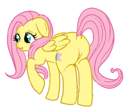 Size: 411x352 | Tagged: safe, artist:lulubell, fluttershy, pony, g4, butt, female, flutterbutt, plot, simple background, solo, transparent background