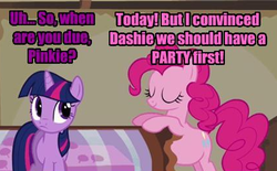 Size: 425x263 | Tagged: safe, pinkie pie, twilight sparkle, g4, pregnant, pregnant edit