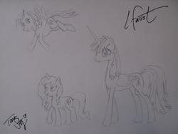 Size: 640x480 | Tagged: safe, oc, oc:fausticorn, lauren faust, ponified, signature, sketch, tara strong