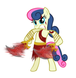 Size: 680x697 | Tagged: safe, bon bon, sweetie drops, earth pony, pony, g4, crossover, female, god of war, kratos, mare, simple background, solo, transparent background