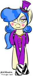 Size: 326x750 | Tagged: safe, artist:alexstrazse, sapphire shores, g4, 30 minute art challenge, blushing, costume