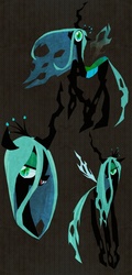 Size: 480x1000 | Tagged: safe, artist:miga, queen chrysalis, changeling, changeling queen, g4, crown, female, jewelry, pixiv, regalia, solo
