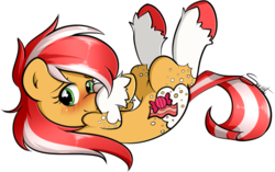 Size: 922x579 | Tagged: safe, artist:secret-pony, oc, oc only, oc:candy bacon, pony, blushing, solo