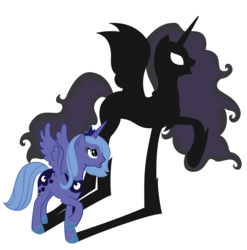 Size: 5432x5490 | Tagged: safe, artist:hellofacopter, nightmare moon, princess luna, alicorn, pony, g4, absurd resolution, duality, female, mare, s1 luna, shadow, simple background, spread wings, star wars, transparent background, wings