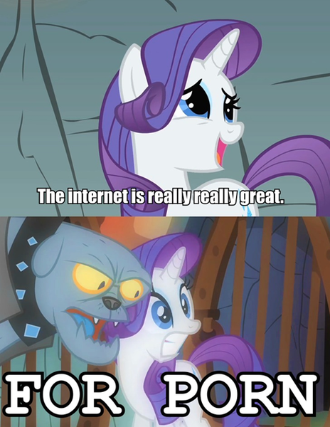 135613 - safe, edit, edited screencap, screencap, fido, rarity, diamond  dog, a dog and pony show, avenue q, gritted teeth, image macro, open mouth,  smiling, song reference, the internet is for porn,