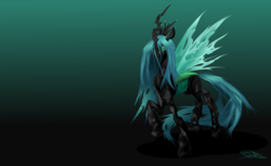 Size: 1750x1074 | Tagged: dead source, safe, artist:bonebreaker99, queen chrysalis, changeling, changeling queen, g4, female, solo